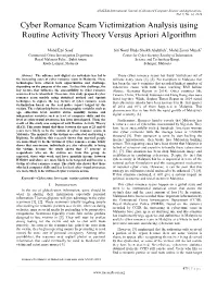 Cyber Romance Scam Victimization Analysis Using Routine Activity Theory Versus Apriori Algorithm