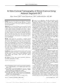 In Vitro Corneal Tomography of Donor Cornea Using Anterior Segment OCT