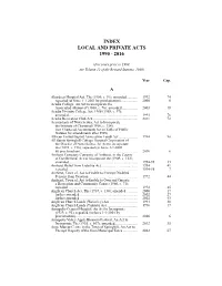 Index Local and Private Acts 1990 - 2016
