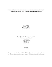 Intelligent Transportation Systems: Helping Public Transit Support Welfare to Work Initiatives