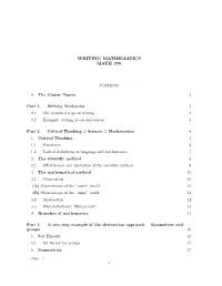 Notes on the Mathematical Method