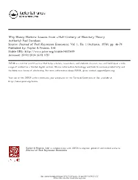 Why Money Matters: Lessons from a Half-Century of Monetary Theory Author(S): Paul Davidson Source: Journal of Post Keynesian Economics, Vol