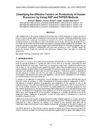 Classifying the Effective Factors on Productivity of Human Resources