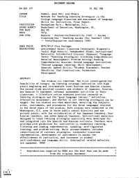 DOCUMENT RESUME Methods for Teaching Learning Strategies in The