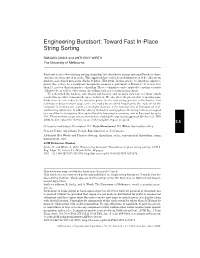 Engineering Burstsort: Toward Fast In-Place String Sorting