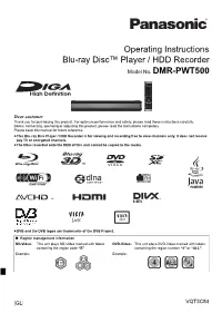 Operating Instructions Blu-Ray Disc™ Player / HDD Recorder Model No