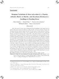 Response Variations of Alnus Subcordata (L.), Populus Deltoides (Bartr