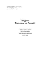 Skype - Reasons for Growth