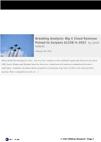Big 4 Cloud Revenue Poised to Surpass $115B in 2021