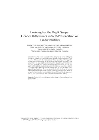 Gender Differences in Self-Presentation on Tinder Profiles