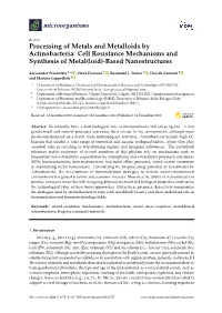 Processing of Metals and Metalloids by Actinobacteria: Cell Resistance Mechanisms and Synthesis of Metal(Loid)-Based Nanostructures