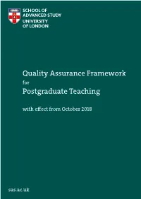 Quality Assurance Framework Postgraduate Teaching