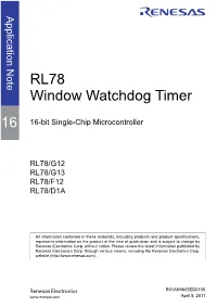 RL78 Window Watchdog Timer