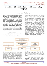Soft Start Circuit for Tetrode Filament Using TRIAC