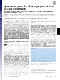 Spontaneous Generation of Hydrogen Peroxide from Aqueous Microdroplets