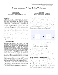 Steganography- a Data Hiding Technique