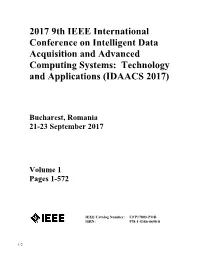 2017 9Th IEEE International Conference on Intelligent Data Acquisition and Advanced Computing Systems: Technology