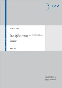 Age at Migration, Language and Fertility Patterns Among Migrants to Canada
