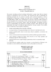 BIOLOGY CLASS – XI and XII (2021-22) the Present Curriculum