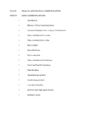 Cs2204 Analog and Digital Communication Unit Iv Data
