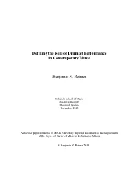 Defining the Role of Drumset Performance in Contemporary Music