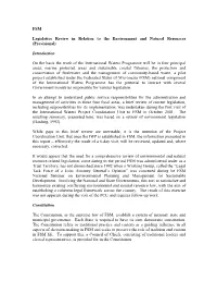 FSM Legislative Review in Relation to the Environment and Natural