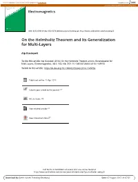 On the Helmholtz Theorem and Its Generalization for Multi-Layers