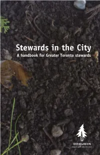 Stewards in the City a Handbook for Greater Toronto Stewards Stewards in the City: a Handbook for Greater Toronto Stewards