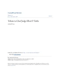 Tribute to Chief Judge Elbert P. Tuttle Arthur H