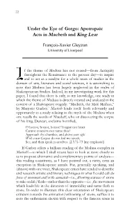 Under the Eye of Gorgo: Apotropaic Acts in Macbeth and King Lear