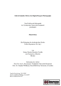 Selected Quality Metrics for Digital Passport Photographs Vom