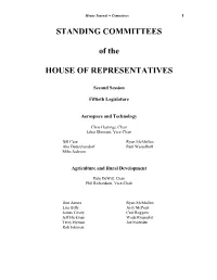 STANDING COMMITTEES of the HOUSE of REPRESENTATIVES