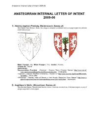 Ansteorran Internal Letter of Intent 2009-06