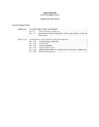 Chapter Five County Executive Table Of