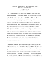 Remembering Abraham of Farshut: History, Hagiography, and the Fate of the Pachomian Tradition