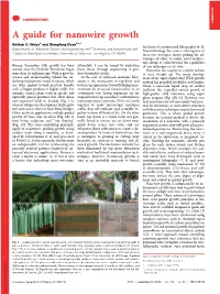 A Guide for Nanowire Growth Nathan O