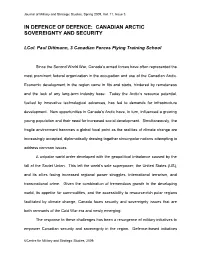 Canadian Arctic Sovereignty and Security