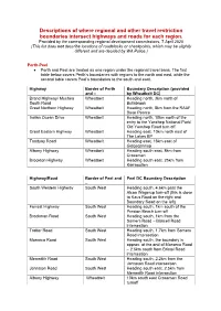 Descriptions of Where Regional and Other Travel Restriction Boundaries Intersect Highways and Roads for Each Region