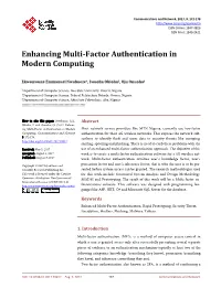 Enhancing Multi-Factor Authentication in Modern Computing