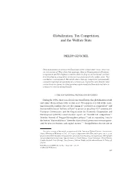 Globalization, Tax Competition, and the Welfare State