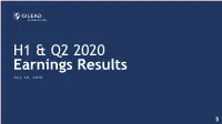 H1 & Q2 2020 Earnings Results