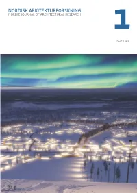 ISSUE 1 2020 NORDISK ARKITEKTURFORSKNING Nordic Journal of Architectural Research
