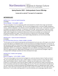 Spring Quarter 2019 – Undergraduate Course Offerings