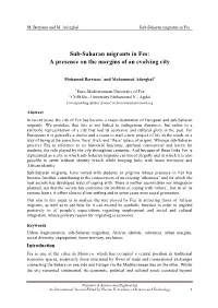 Sub-Saharan Migrants in Fes