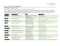 2017 – 2018 Recruitment Dates DISCLAIMER: Dates Subject to Change