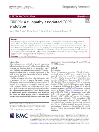 A Ciliopathy-Associated COPD Endotype