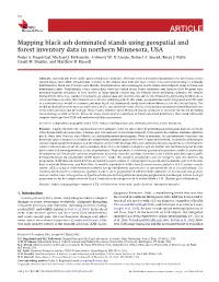 Mapping Black Ash Dominated Stands Using Geospatial and Forest Inventory Data in Northern Minnesota, USA Peder S