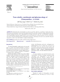 Non-Volatile Constituents and Pharmacology of Chimonanthus: a Review SHU Ren-Geng1*, WAN Yi-Li1, 2, WANG Xiao-Min3
