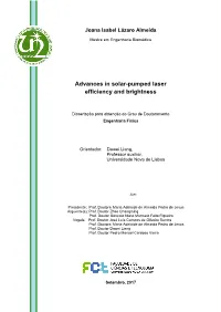Advances in Solar-Pumped Laser Efficiency and Brightness