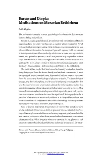 Excess and Utopia: Meditations on Moravian Bethlehem